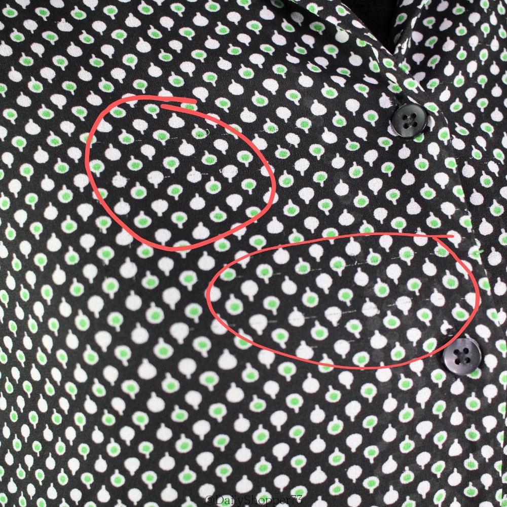 Uniqlo Women's Black White Green Polka Dot Button Up High Low Blouse - Small - Picture 7 of 9